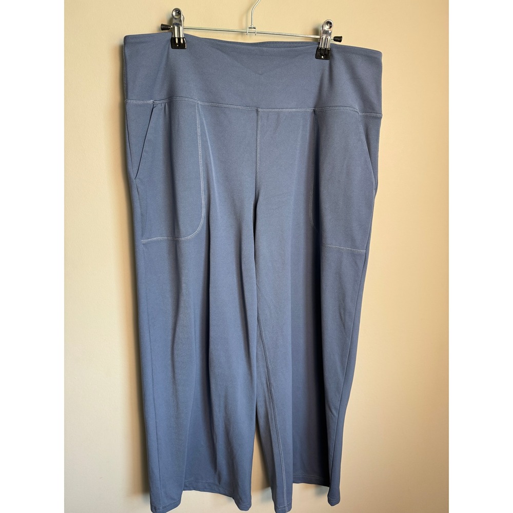 Tuff Veda Womens Grayish Purple Cropped Yoga Leggings Pockets XL Athleisure Gym